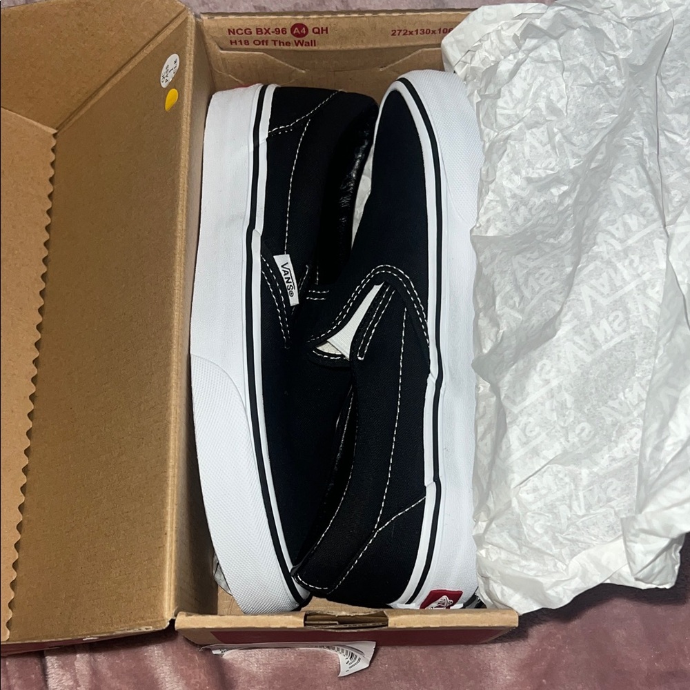 Vans Classic Black and White Slip-Ons - Picture 2 of 3